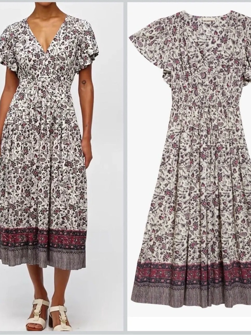 Ulla Johnson Lyria Floral Cotton Blend Midi Dress Sz 12 (MSRP$450)